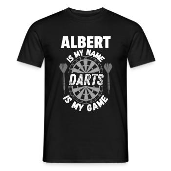 Personalised dart design for darts player Albert - Men's T-Shirt - black - Front - AI Model Male 178 light (178cm)