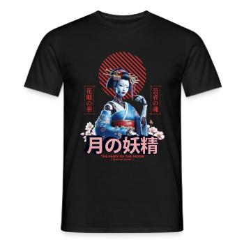Geisha au clair de lune : la fée de la lune - T-shirt homme - noir - Devant - AI Model Male 178 light (178cm)