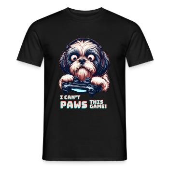 Design cool pour le Shih Tzu et les jeux vidéo - T-shirt homme - noir - Devant - AI Model Male 178 light (178cm)