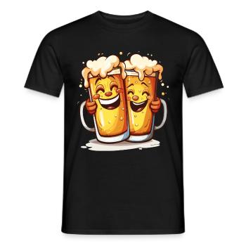 Beer Funny Beer Mugs Laughing Drinking Alcohol Humor - Men's T-Shirt - black - Front - AI Model Male 178 light (178cm)