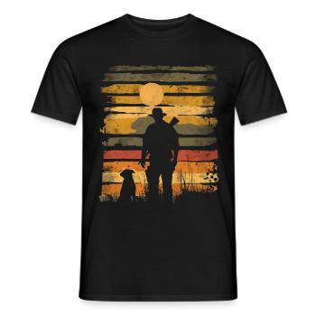 Chasse chasse avec chien rétro vintage - T-shirt homme - noir - Devant - AI Model Male 178 light (178cm)