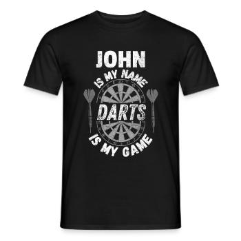 Robuster personalisierter Dartspieler-Designname John - Männer T-Shirt - Schwarz - Vorne - AI Model Male 178 light (178cm)
