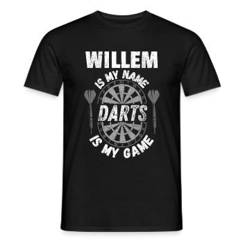 Dart-Fan, Dartspieler Willem personalisiert - Männer T-Shirt - Schwarz - Vorne - AI Model Male 178 light (178cm)