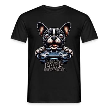 Dog gamers, Honden game freak French Bulldog - Men's T-Shirt - black - Front - AI Model Male 178 light (178cm)