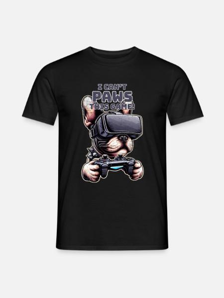 Dogs, French Bulldog video game vr glasses - Men's T-Shirt - black