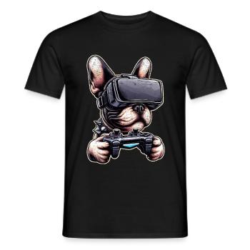 Hunde, Französische Bulldogge Videospiel VR-Brille - Männer T-Shirt - Schwarz - Vorne - AI Model Male 178 light (178cm)