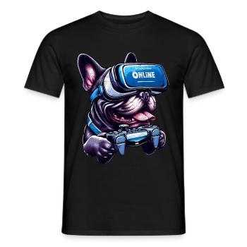 Hundeliebhaber, Französische Bulldogge VR-Gamer - Männer T-Shirt - Schwarz - Vorne - AI Model Male 178 light (178cm)