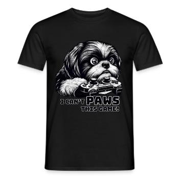ShihTzu lover, computer game freak, gamers - Men's T-Shirt - black - Front - AI Model Male 178 light (178cm)