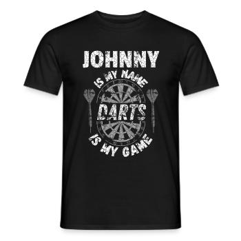 Conception personnalisée du joueur de fléchettes Johnny - T-shirt homme - noir - Devant - AI Model Male 178 light (178cm)