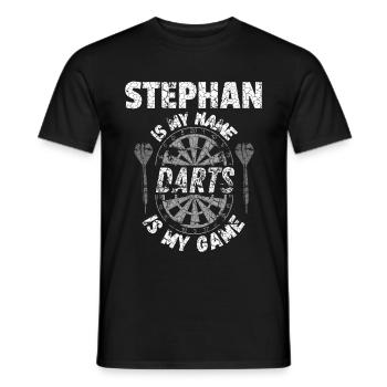 Personalised Darts T-Shirt for Stephan - Men's T-Shirt - black - Front - AI Model Male 178 light (178cm)