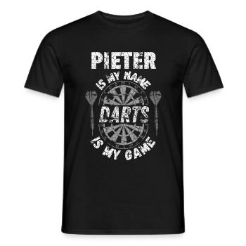 Personalised Darts T-Shirt for Pieter - Men's T-Shirt - black - Front - AI Model Male 178 light (178cm)