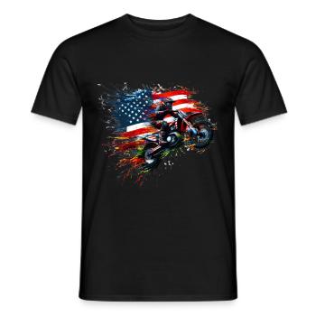 Independence Day Motocross American Flag - Men's T-Shirt - black - Front - AI Model Male 178 light (178cm)