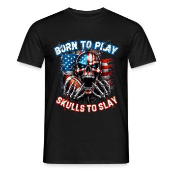 4 juillet Football américain Skull U. S. FLag - T-shirt homme - noir - Devant - AI Model Male 178 light (178cm)