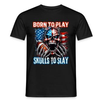 conception de crâne patriotique Football américain - T-shirt homme - noir - Devant - AI Model Male 178 light (178cm)