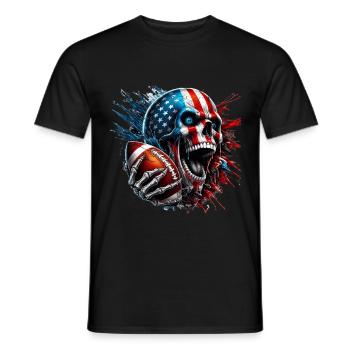 Crâne agressif pour les fans de football américain - T-shirt homme - noir - Devant - AI Model Male 178 light (178cm)