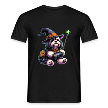 Halloween shirts Shih Tzu game freak - Men's T-Shirt - black - Front - AI Model Male 178 light (178cm)