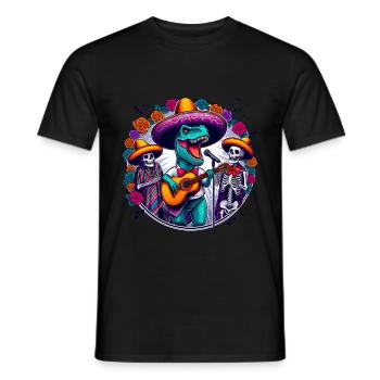 T-Rex musical et squelettes célèbrent Halloween - T-shirt homme - noir - Devant - AI Model Male 178 light (178cm)