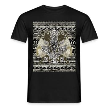 Native American Kokopelli Musicans - Mandala 1 - Männer T-Shirt - Schwarz - Vorne - AI Model Male 178 light (178cm)