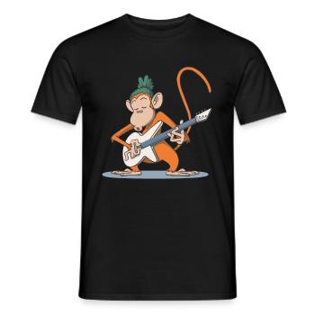 Monkey plays guitar gift - Men's T-Shirt - black - Front - AI Model Male 178 light (178cm)