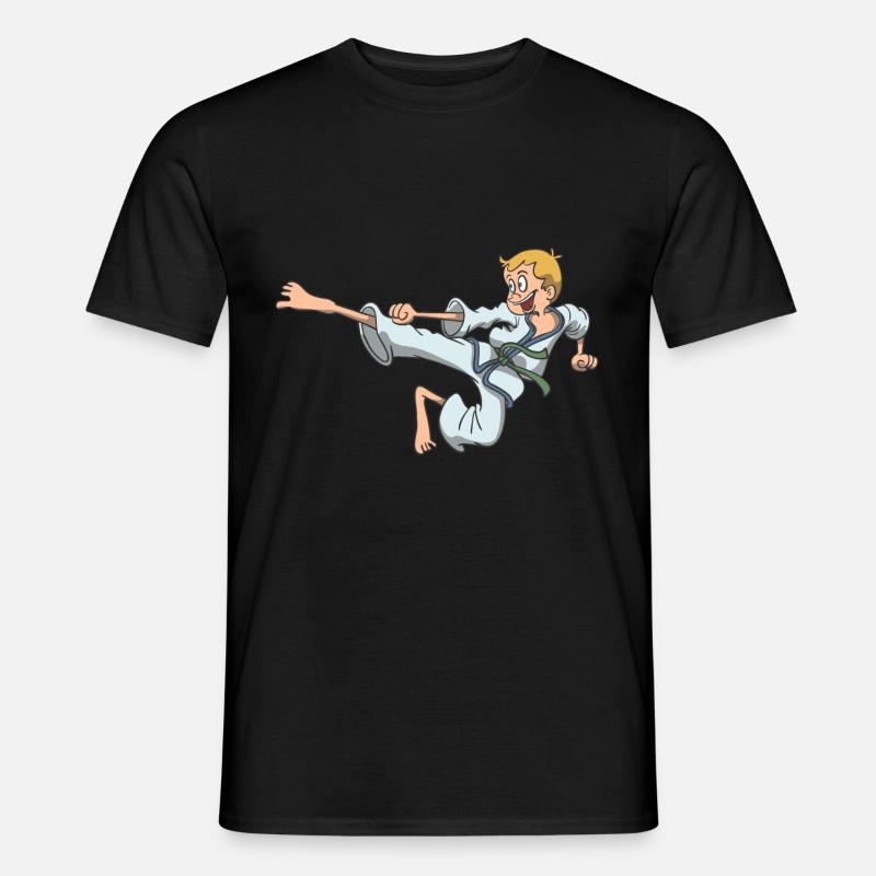 Karate Kind Junge Sprung Kick - Männer T-Shirt - Schwarz