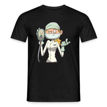 Infirmière masque d'anesthésie - T-shirt homme - noir - Devant - AI Model Male 178 light (178cm)