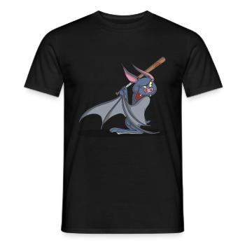 Batte avec batte de baseball - T-shirt homme - noir - Devant - AI Model Male 178 light (178cm)
