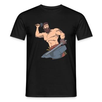Blacksmith anvil hammer sword - Men's T-Shirt - black - Front - AI Model Male 178 light (178cm)
