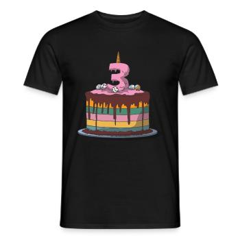 Gâteau d'anniversaire anniversaire des enfants 3e anniversaire - T-shirt homme - noir - Devant - AI Model Male 178 light (178cm)