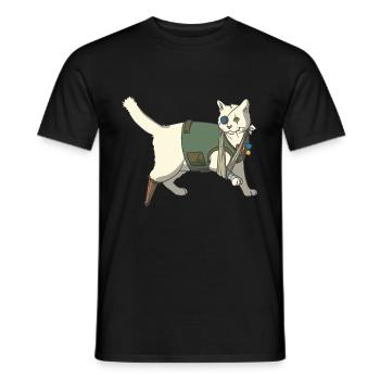 Soldat de chat vétéran - T-shirt homme - noir - Devant - AI Model Male 178 light (178cm)