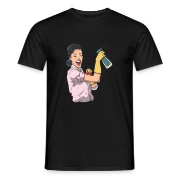 Putzfrau mit Reinigungmittel Vintage - Männer T-Shirt - Schwarz - Vorne - AI Model Male 178 light (178cm)
