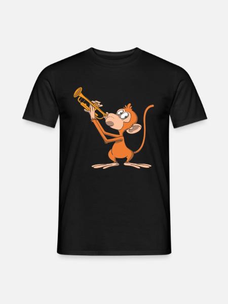 Affe spielt Trompete - Männer T-Shirt - Schwarz