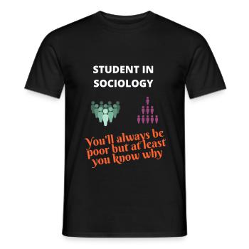 Humour étudiant en sociologie - T-shirt homme - noir - Devant - AI Model Male 178 light (178cm)