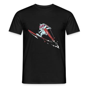 Hase Skihase auf Skiern Ski Skifahren Skifliegen - Männer T-Shirt - Schwarz - Vorne - AI Model Male 178 light (178cm)