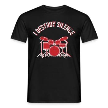 Drumming Shirt For Drummers "I Destroy Silence" - T-shirt homme - noir - Devant - AI Model Male 178 light (178cm)
