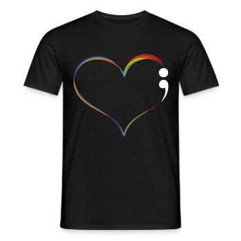 Heart Semicolon Art Mental Health Depression - Men's T-Shirt - black - Front - AI Model Male 178 light (178cm)