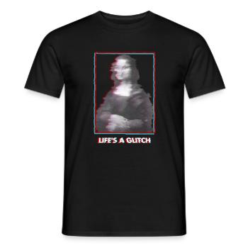 Glitch Vaporwave Mona Lisa - Men's T-Shirt - black - Front - AI Model Male 178 light (178cm)