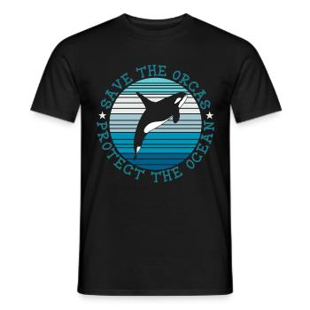 Save The Orcas Whales Protect The Ocean - Men's T-Shirt - black - Front - AI Model Male 178 light (178cm)
