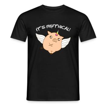 Perfect Pig Gift Tee With An Illustration Of A - Men's T-Shirt - black - Front - AI Model Male 178 light (178cm)