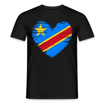République du Congo coeur drapeau drapeau armoiries - T-shirt homme - noir - Devant - AI Model Male 178 light (178cm)