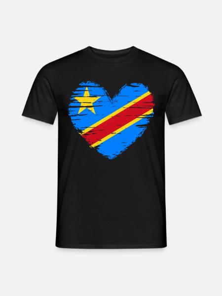 République du Congo coeur drapeau drapeau armoiries - T-shirt homme - noir