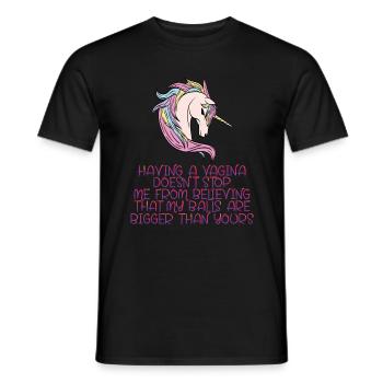 "Eine Vagina zu haben, hindert mich nicht daran - Männer T-Shirt - Schwarz - Vorne - AI Model Male 178 light (178cm)