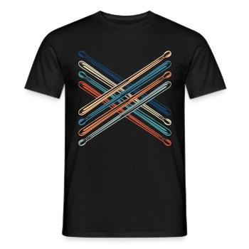 Drumming Shirt For Drummers "Drumsticks" Genuine - T-shirt homme - noir - Devant - AI Model Male 178 light (178cm)