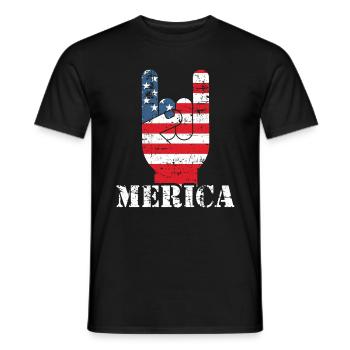 Merica Rock N 'Roll Liberté Diversité Droits - T-shirt homme - noir - Devant - AI Model Male 178 light (178cm)
