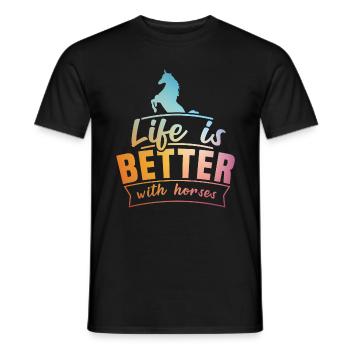 Das Leben ist besser mit Pferden Design Horsing Shirt - Männer T-Shirt - Schwarz - Vorne - AI Model Male 178 light (178cm)