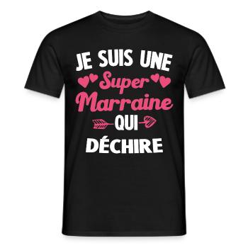 Je suis une Super Marraine qui Dechire - T-shirt homme - noir - Devant - AI Model Male 178 light (178cm)