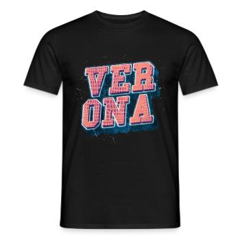 Verona Italy City Font Vintage Retro Skyline - Men's T-Shirt - black - Front - AI Model Male 178 light (178cm)