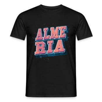 Almeria Spanien Stadt Schrift Vintage Retro - Männer T-Shirt - Schwarz - Vorne - AI Model Male 178 light (178cm)