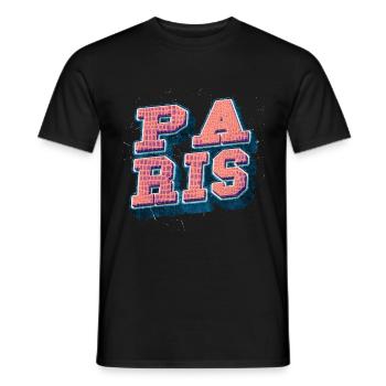 Paris France City Font Vintage Rétro - T-shirt homme - noir - Devant - AI Model Male 178 light (178cm)
