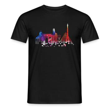 Paris France City Skyline Pixel Coloré - T-shirt homme - noir - Devant - AI Model Male 178 light (178cm)