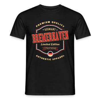 Bremerhaven Germany City Font Vintage - Men's T-Shirt - black - Front - AI Model Male 178 light (178cm)